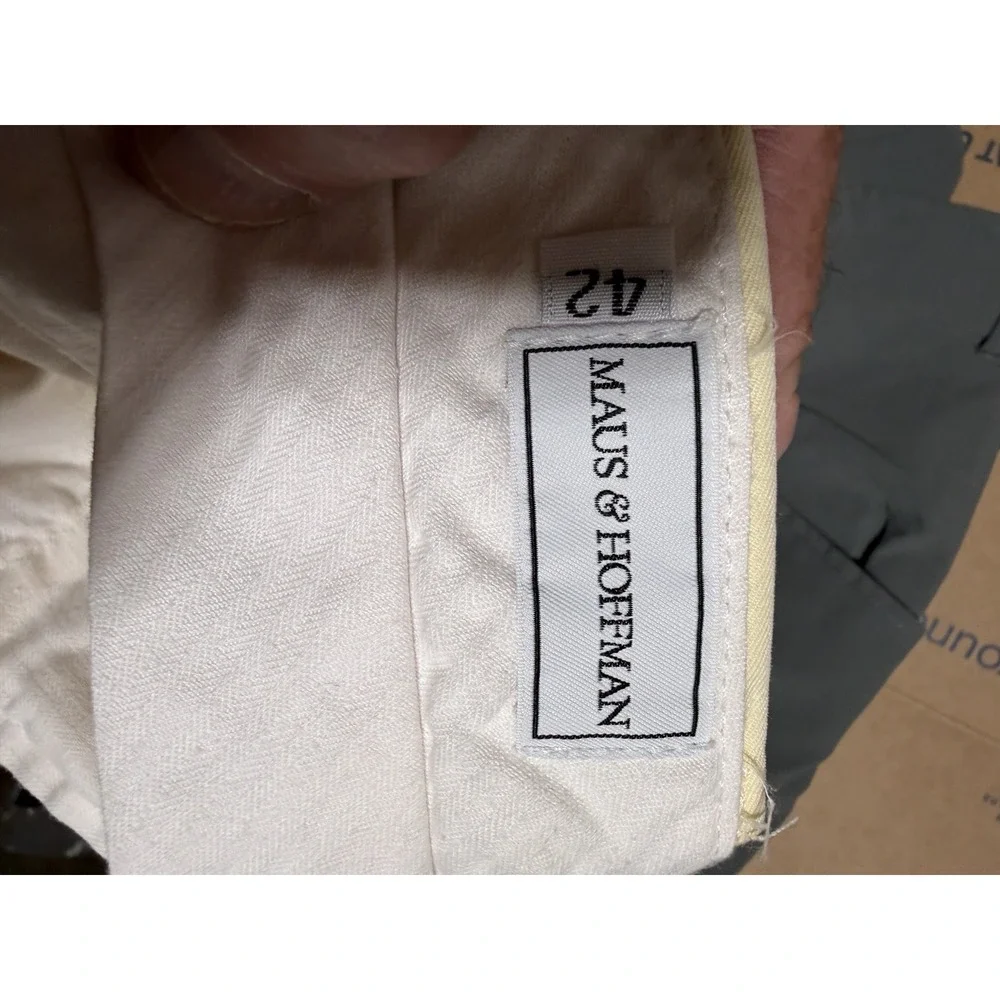 Maus & Hoffman Pants Mens 42x29‎ Cream Sea Island Cotton USA Made